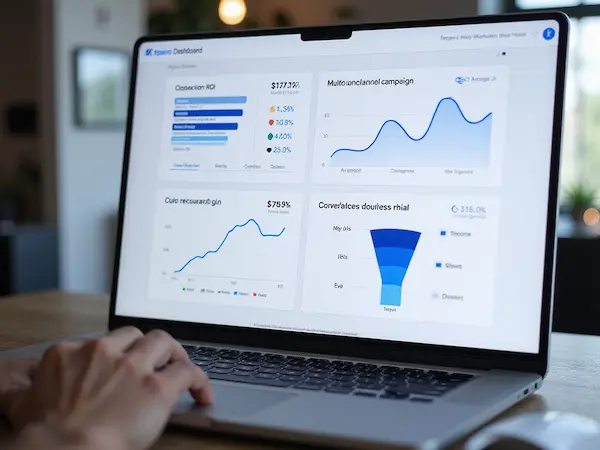 Grosses Performance-Dashboard mit Multichannel-Daten und Funnel
